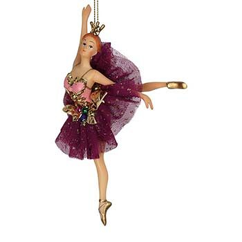 Игрушка для елки Kersten «Коллекция Праздник» Балерина в бордовой юбке 17.8см, Нидерланды