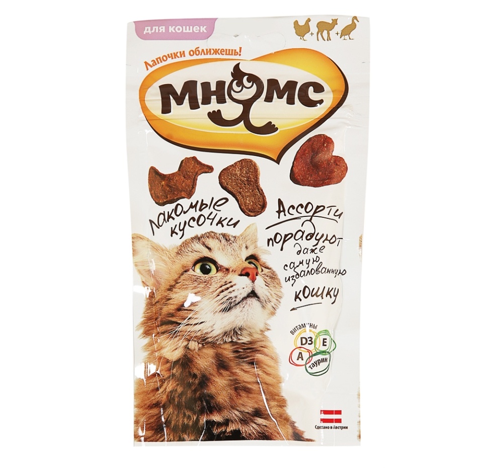 

Мнямс лакомые кусочки мясное ассорти для кошек 35г
