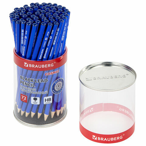 Карандаш чернографитный Brauberg Cosmic 1шт HB корпус синий 181766