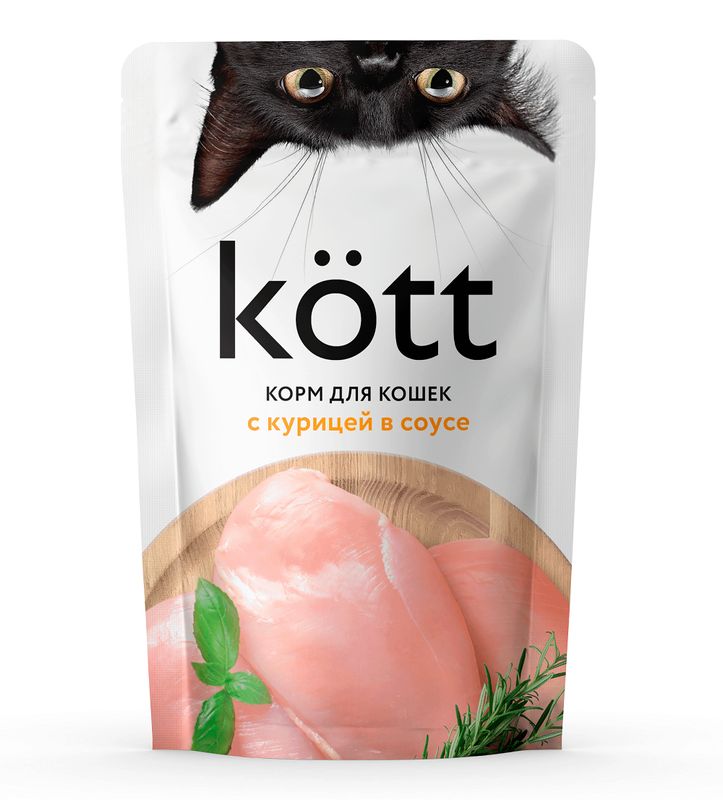 

Влажный корм для взрослых кошек Kott с курицей в соусе 75 г