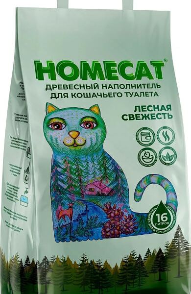 Наполнитель для кошачьего туалета Homecat Древесный 16л