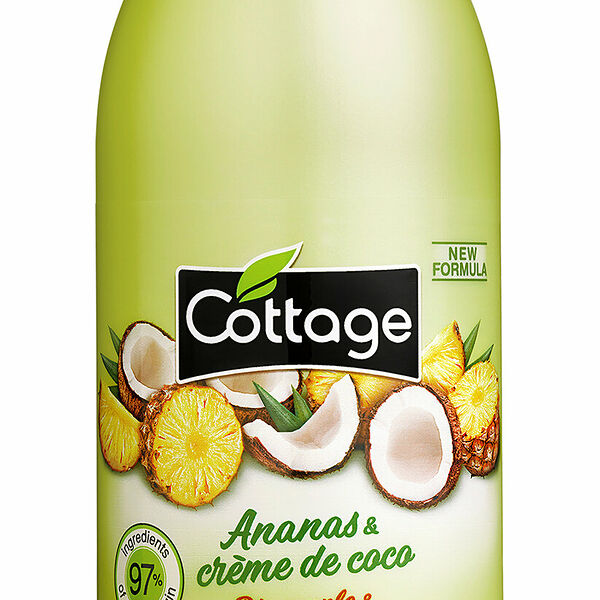 COTTAGE Гель для душа и пена для ванны Moisturizing Shower Gel & Bath Milk Pineapple&Coconut Cream, 750 мл