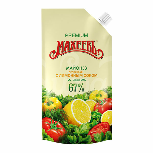 Майонез Махеев 67% 190гр Премиум с Лимонным соком дой-пак