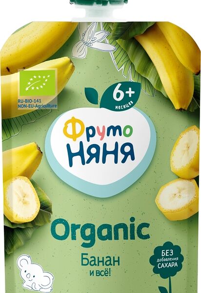 Пюре ФрутоНяня Organic Банан натуральное с 6 месяцев 90г
