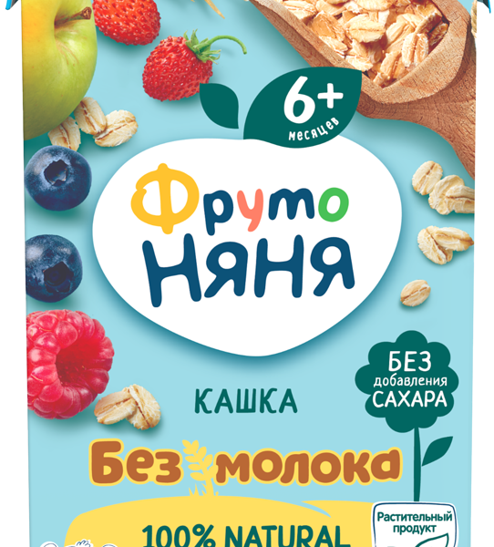 Кашка Фрутоняня безмолочная овсяная с яблоком/земляникой/малиной/черникой с пребиотиком