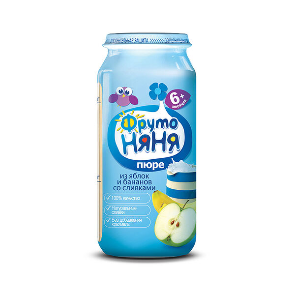 Пюре фруктовое ФрутоНяня яблоко-банан-сливки 250 г