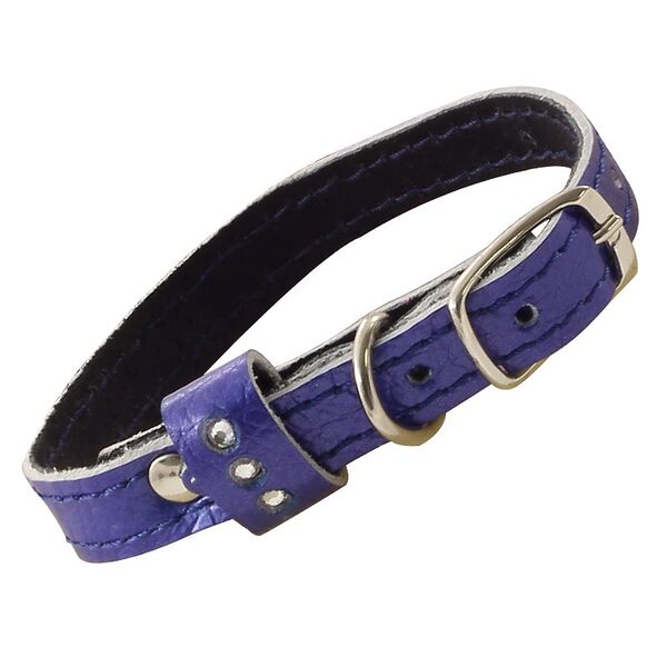 Гамма ошейник-мини кожаный двойной шлевка со стразами 10 мм х 20 см.