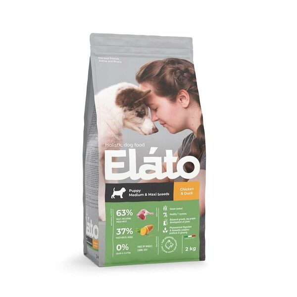 Полнорационный корм Elato Holistic Puppy Medium & Maxi Chicken & Duck для щенков средних и крупных пород с курицей и уткой 2 кг