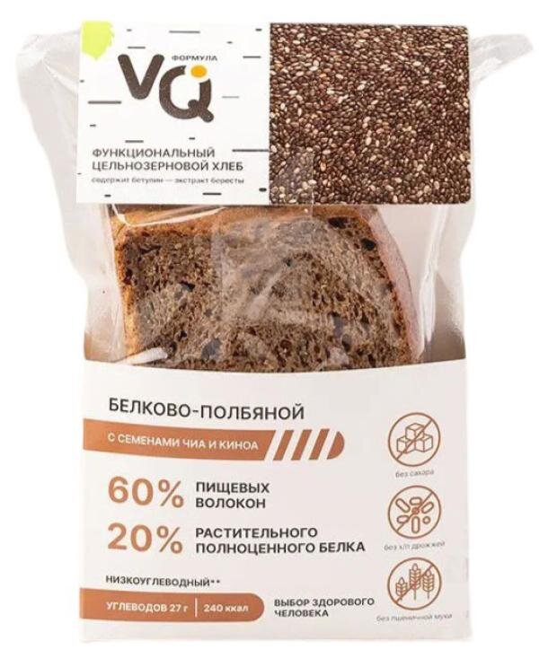 

Хлеб белково-полбяной VQформула с семенами чиа и киноа нарезка 250 г