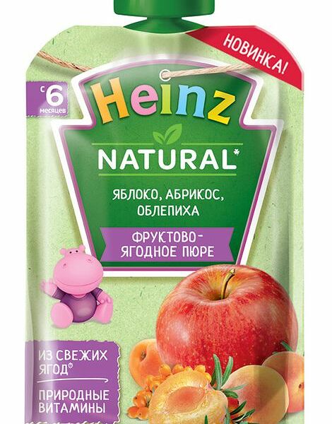 Пюре Heinz яблоко-абрикос-облепиха с 6 месяцев, 90г