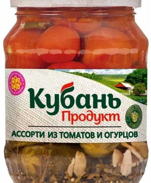 Ассорти Кубань продукт из томатов и огурцов 680г