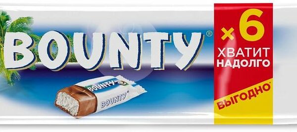 Батончик шоколадный Bounty, 6×27,5 г