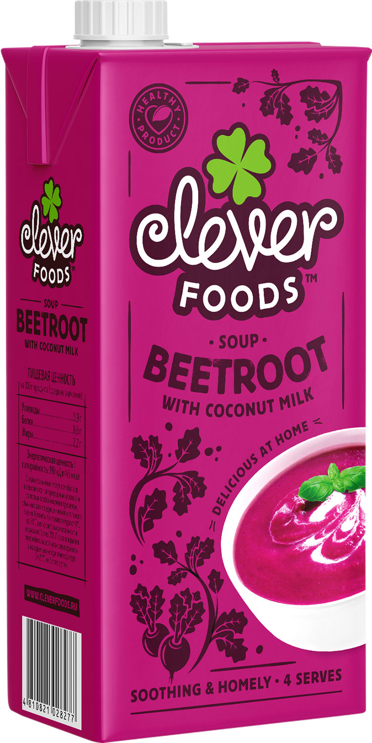 

Крем-суп Clever Foods свекольный с кокосовым молоком 1 л