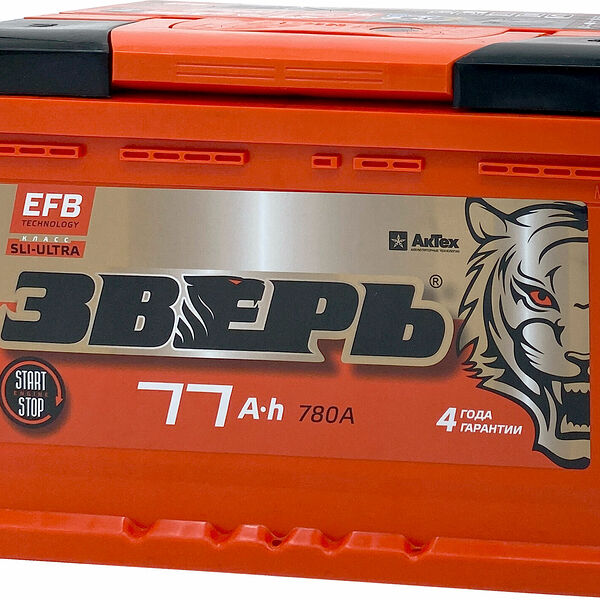 Аккумулятор ЗВЕРЬ EFB 77 Ач 780 А обратная полярность