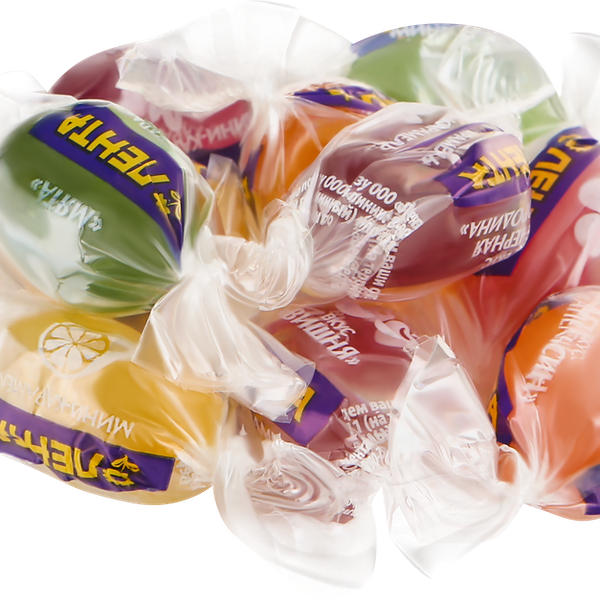 Карамель леденцовая ЛЕНТА Мини ассорти апельсин, ананас, вишня, мята, черная смородина, вес 