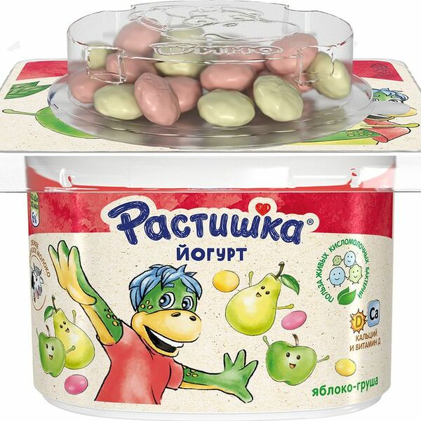 Йогурт Растишка Яблоко Груша с печеньем в шоколаде 3% 118г