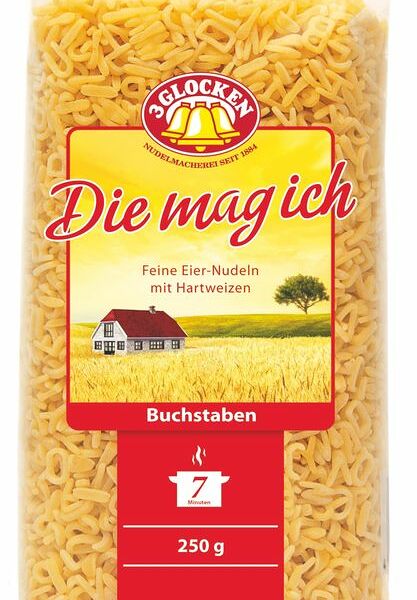 Макароны 3 Glocken Die mag ich алфавит, 250г