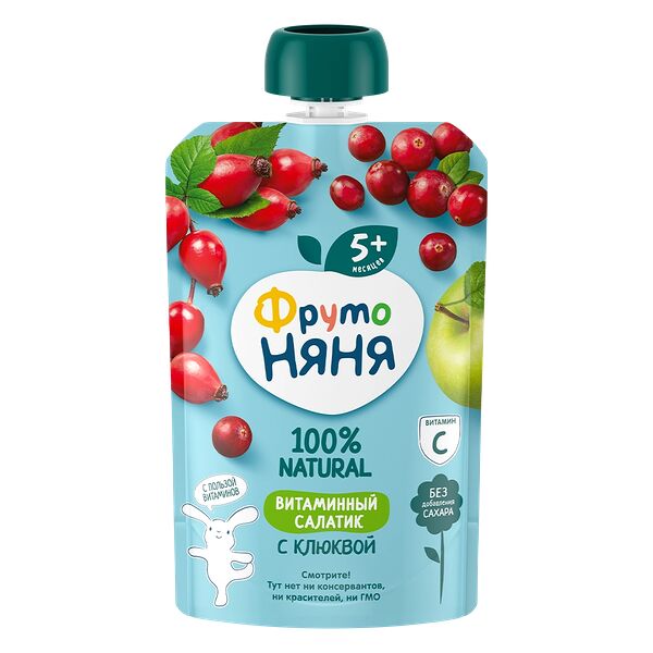 Пюре ФрутоНяня Витаминный салатик с клюквой 90 г