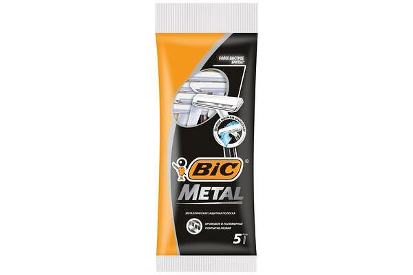 Бритва мужская одноразовая BIC Metal с одним лезвием, 5 шт.