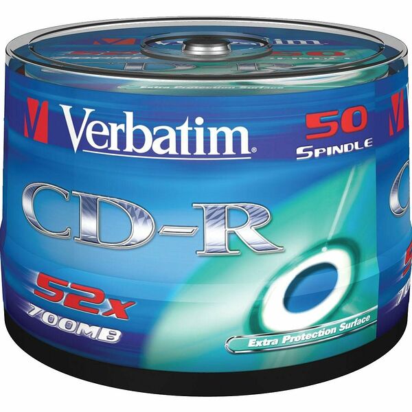 Носители информации CD-R, 52x, Verbatim Extra Protection, Cake/50, 43351