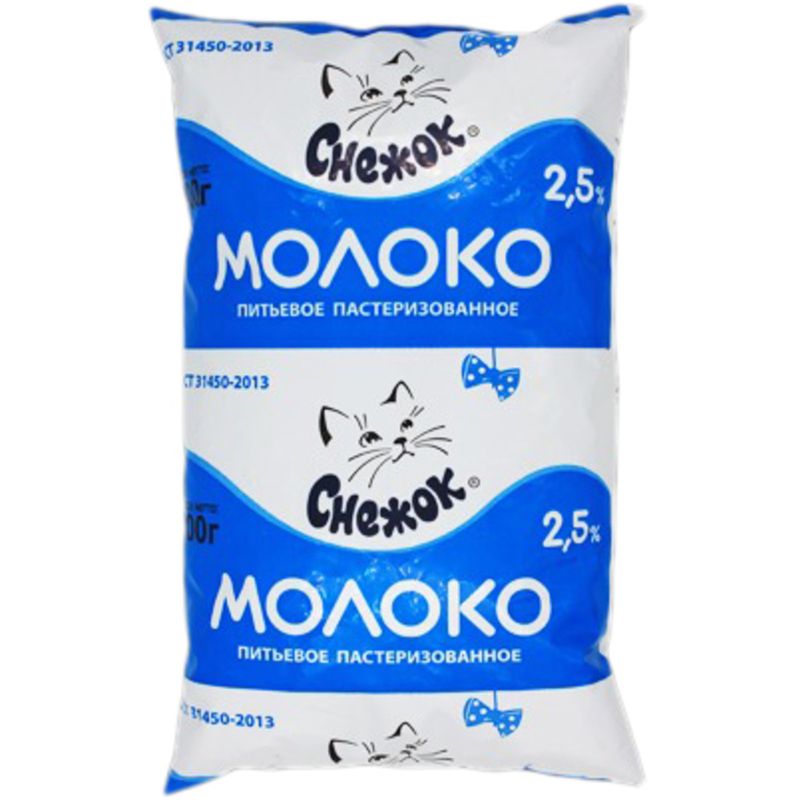 

Молоко Снежок пастеризованное 2.5% 900 г
