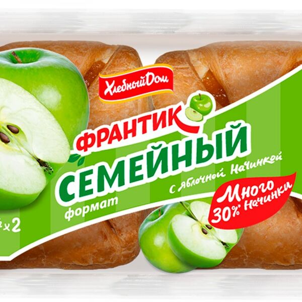 Франтик Хлебный дом Семейный слоеный с яблочной начинкой, 2 шт. 150 г