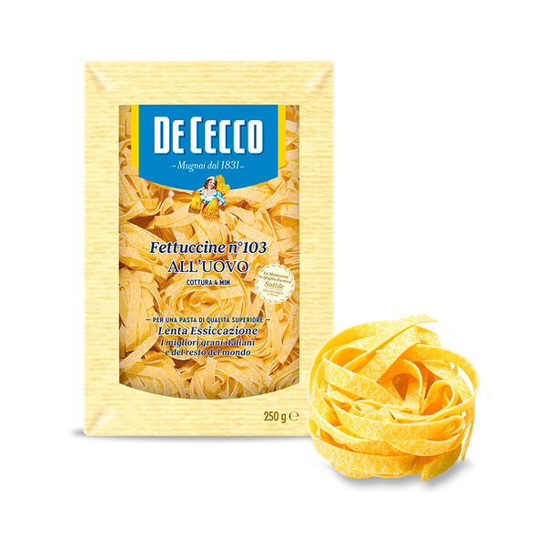 Макаронные изделия яичные из твердых сортов пшеницы ФЕТТУЧЧИНЕ АЛЛ' УОВО №103 гр А 250г ТМ De Cecco