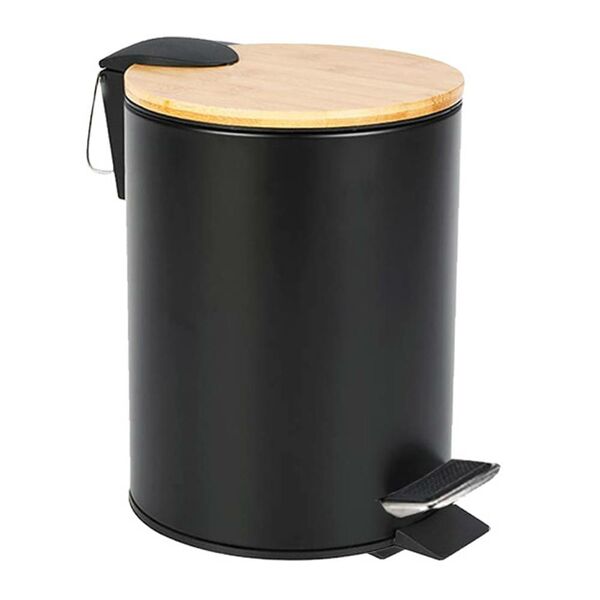 Ведро для мусора Zalger Bambo 3 л с педалью нерж. сталь черный