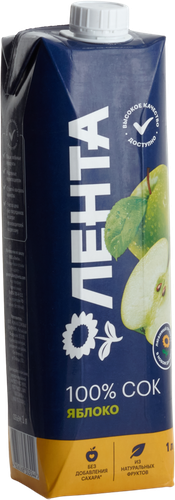 

Сок Лента Яблочный осветленный восстановленный, 1 л
