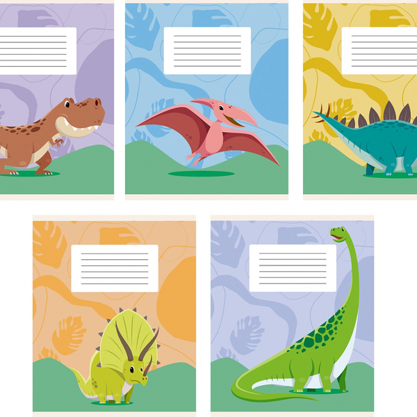 Тетрадь Listoff Динозаврики А5 клетка, 12 л в ассортименте