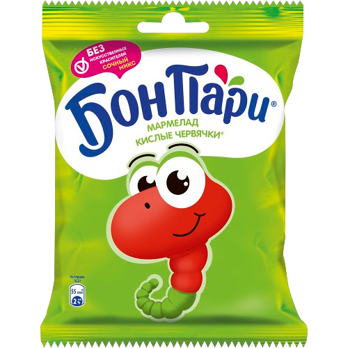 Жевательный мармелад БОН ПАРИ Кислые червячки вес 75г Нестле РОССИЯ