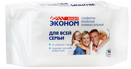 Салфетки влажные универсальные Эконом smart, 70 шт.