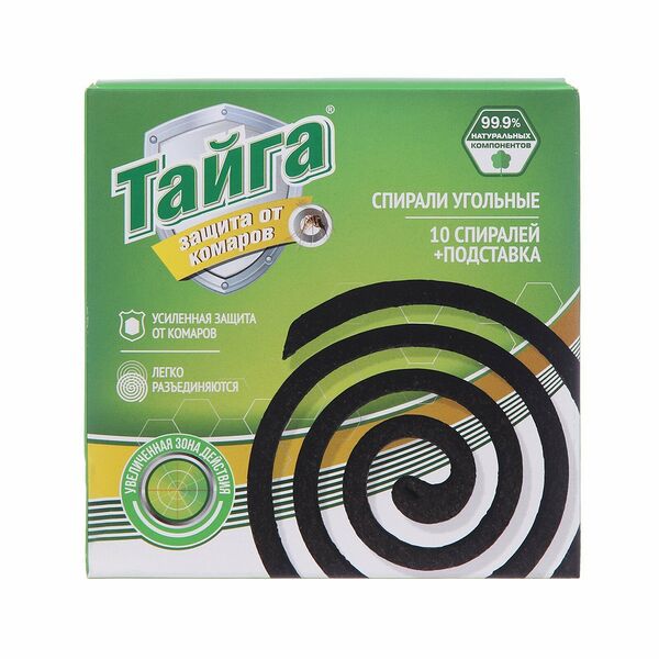 Спирали от комаров Тайга угольные 10шт, 100г