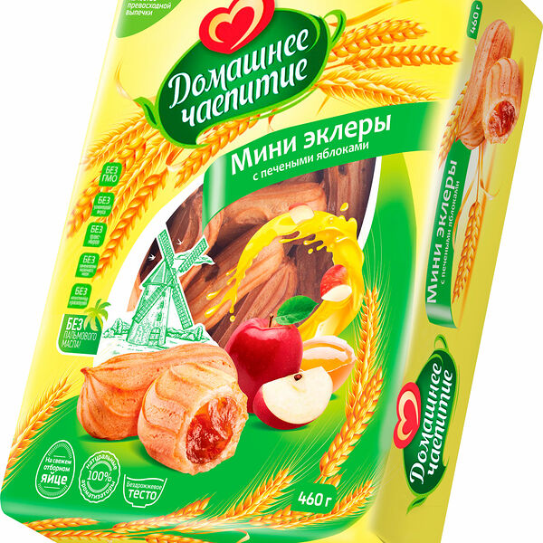 Мини-эклеры Домашнее Чаепитие с печеным яблоком 460 г