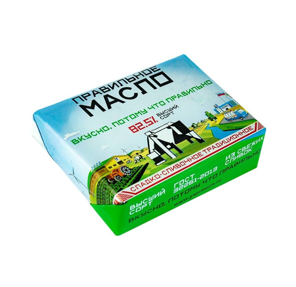 

Масло сладко-сливочное Правильное Масло традиционное 82.5% 180 г