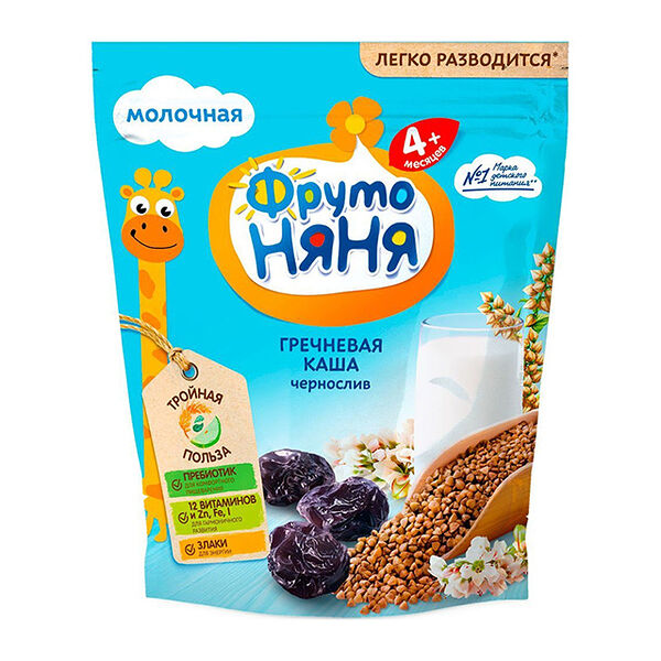 Каша Фруто нянья молочно-гречневая чернослив 200г