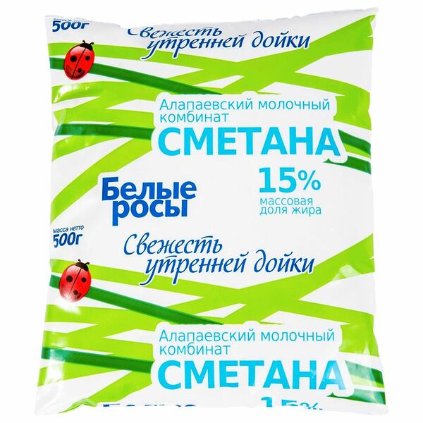Сметана Белые Росы 15% 500 г