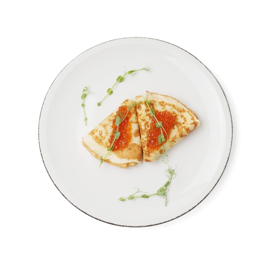 

Блины по старинному рецепту с красной икрой и творожным муссом 160 г