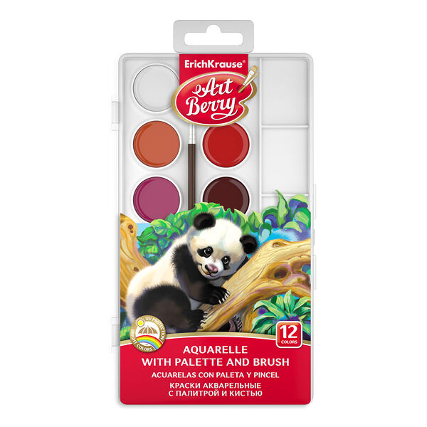 Краски акварельные ArtBerry 12 цветов с УФ защитой яркости, с палитрой и кистью  41726