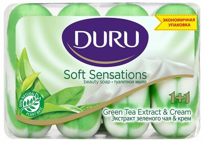 Мыло туалетное Duru 1+1 Мягкие ощущения (Soft Sensations) Крем и Зеленый чай 4 шт. х 90 г