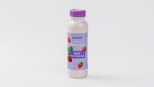 Йогурт питьевой безлактозный с земляникой 2.5%, 290г