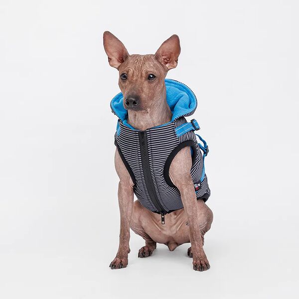 Попона теплая со шлейкой для собак, 2XL, черная