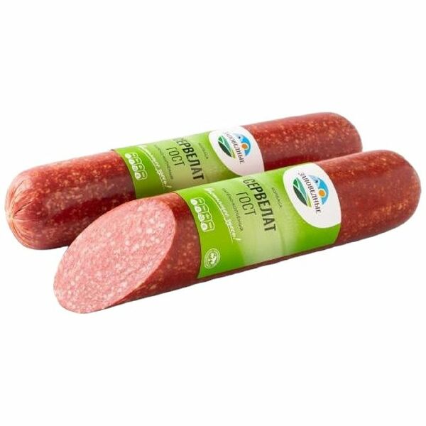 Колбаса Заповедные сервелат варёно-копченая, вес