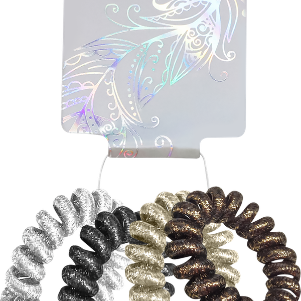 Набор резинок-пружинок для волос B&H в тканевой оплетке, Арт. W0174, 4шт