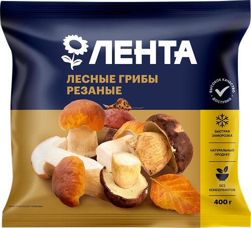 Смесь из лесных грибов ЛЕНТА резаная, 400г