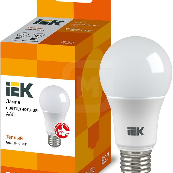 Лампа светодиодная iEK груша 7Вт Е27 теплый свет