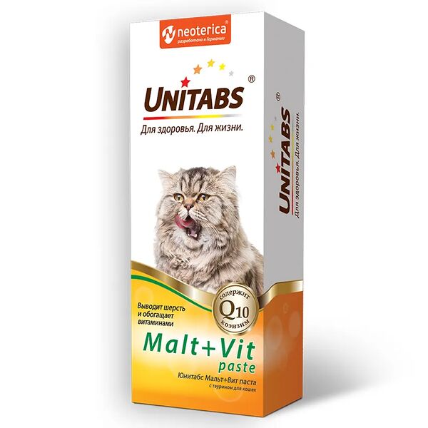 Паста витаминная для кошек Unitabs Malt+Vit с таурином 120мл