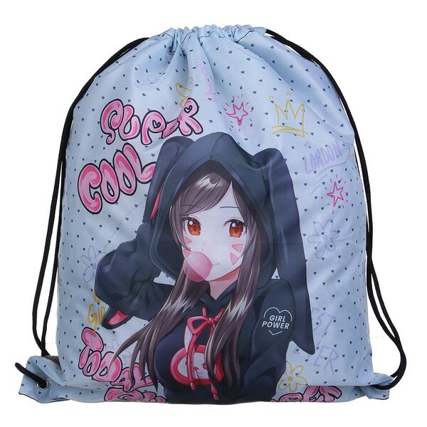 Гёрл павер мешок для сменной обуви на завязках, увеличенный размер 40x47см, полиэстер