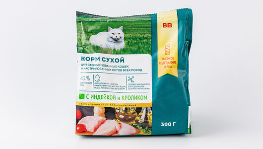 Корм сухой для стерилизованных кошек и кастрированных котов всех пород с кроликом, 300 г