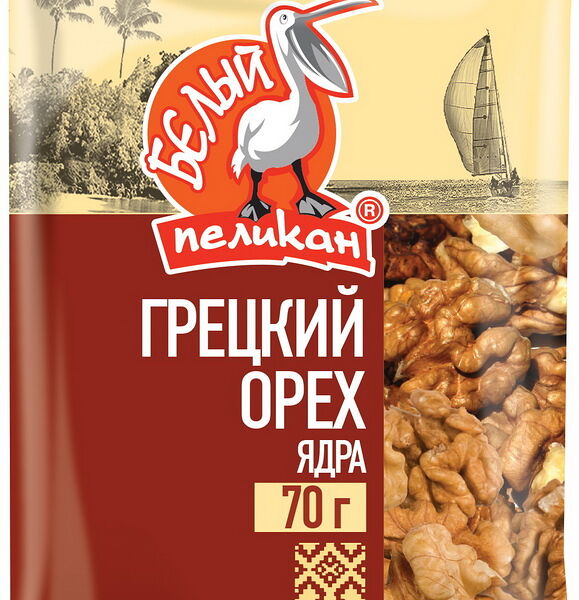 Грецкий орех Белый Пеликан ядра 70г